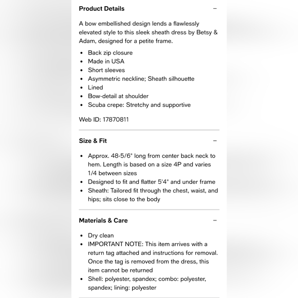 Betsy & Adam Bow-Embellished Sheath Dress, Size 12, Color:Indigo - Picture 6 of 16